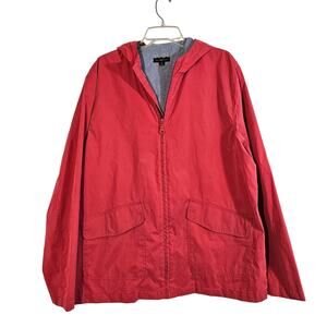 Club room XL rain hood hooded zip up jacket red coral pink lightweight new tags